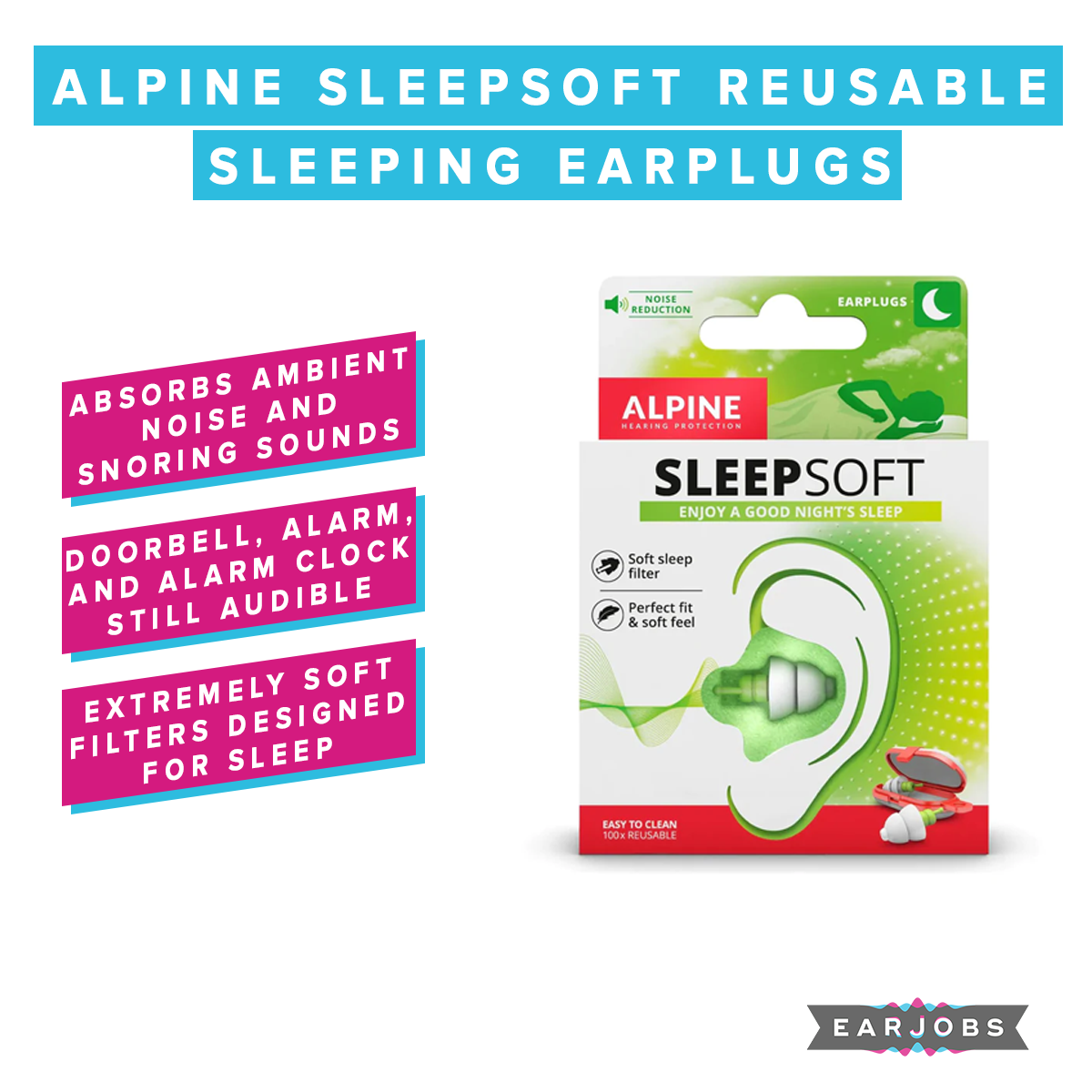 Alpine SleepSoft Reusable Sleeping Earplugs