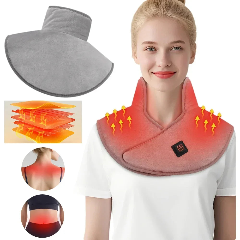 Electric Heating Shoulder Neck Pads Cervical Shawl Massager Cervical Brace Wrap Thermal Compress Relieve Fatigue Warm Back