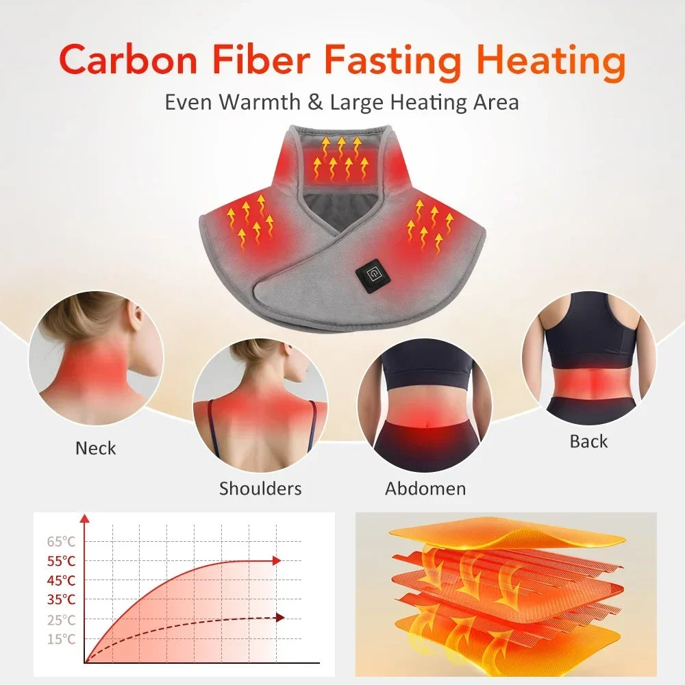 Electric Heating Shoulder Neck Pads Cervical Shawl Massager Cervical Brace Wrap Thermal Compress Relieve Fatigue Warm Back