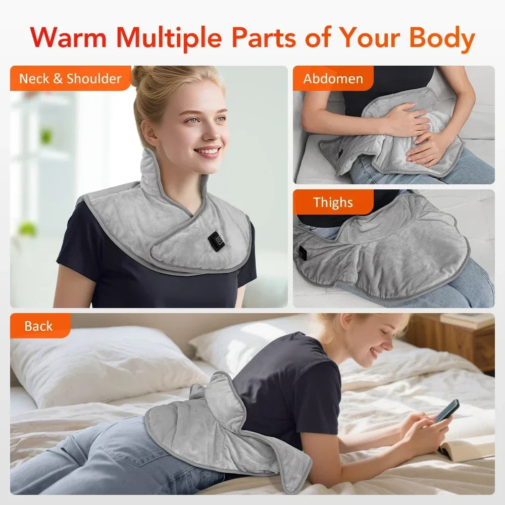 Electric Heating Shoulder Neck Pads Cervical Shawl Massager Cervical Brace Wrap Thermal Compress Relieve Fatigue Warm Back