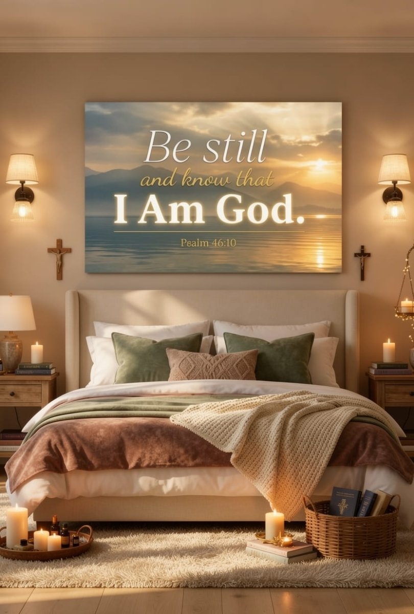 Be Still and Know That I Am God Wall Art – Psalm 46:10 Christian Canvas Print, Faith and Peace Scripture Wall Decor