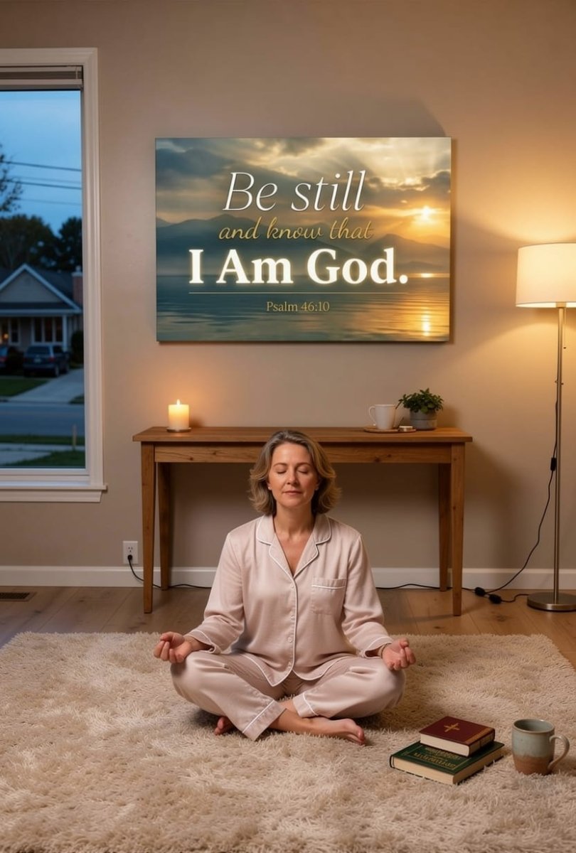 Be Still and Know That I Am God Wall Art – Psalm 46:10 Christian Canvas Print, Faith and Peace Scripture Wall Decor