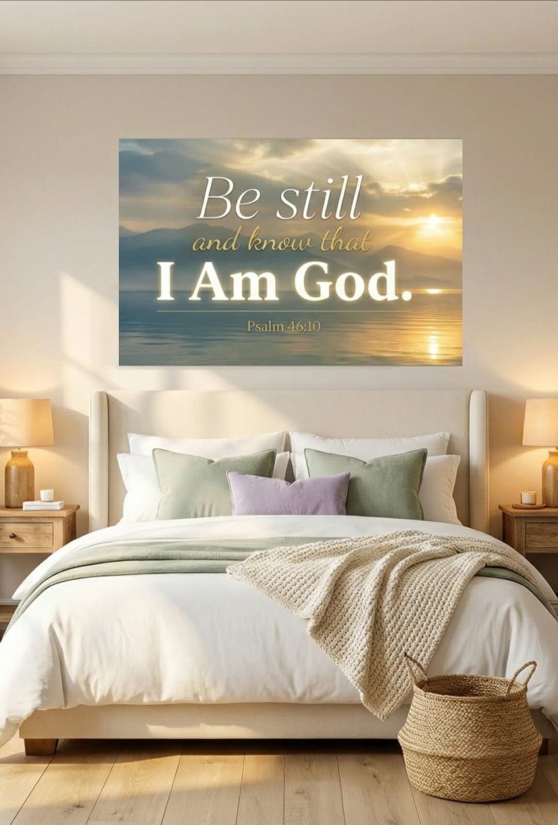 Be Still and Know That I Am God Wall Art – Psalm 46:10 Christian Canvas Print, Faith and Peace Scripture Wall Decor