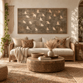 Birds in Flight Wall Art | Neutral Taupe & Cream Statement Piece | Contemporary Nature Art