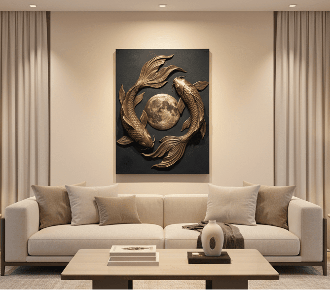 Black and Gold Moon Wall Art – Modern Luxury Canvas Decor