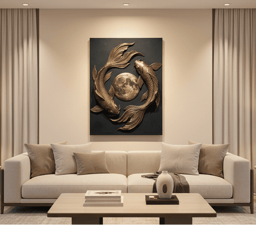 Black and Gold Moon Wall Art – Modern Luxury Canvas Decor