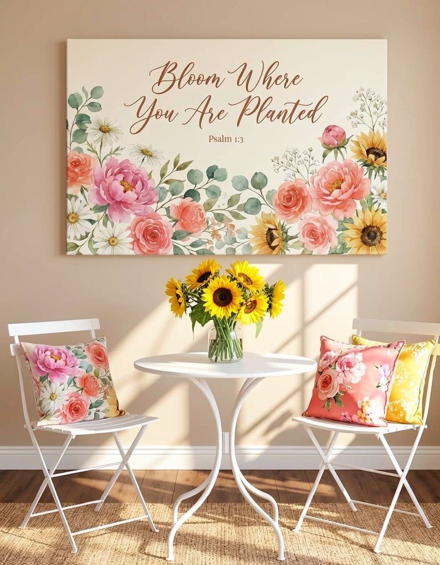 Bloom Where You Are Planted Wall Art – Psalm 1:3 Christian Canvas Print, Inspirational Faith Decor for Growth and Encouragement