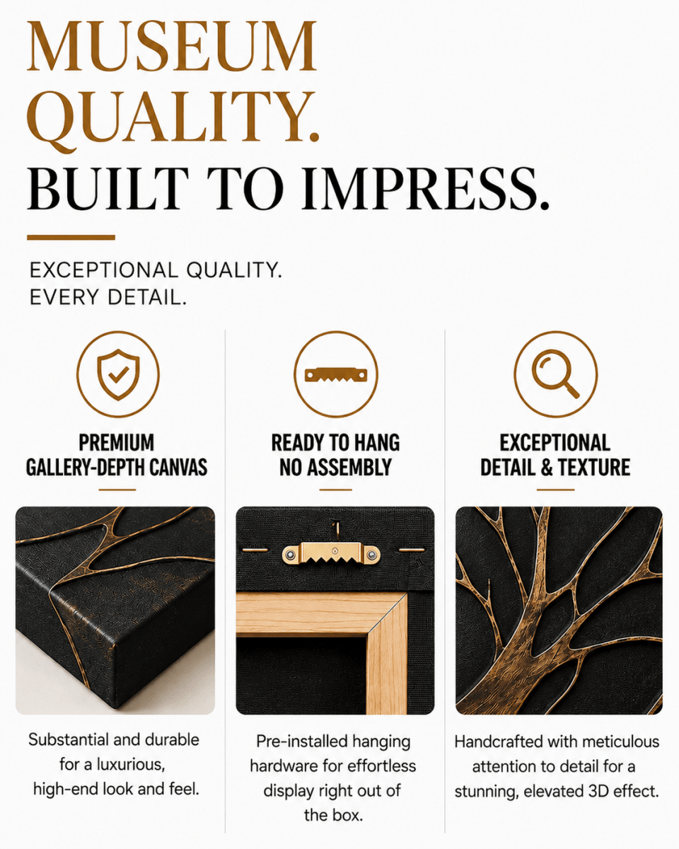 Bronze Branches – Abstract Tree Silhouette Wall Art Canvas