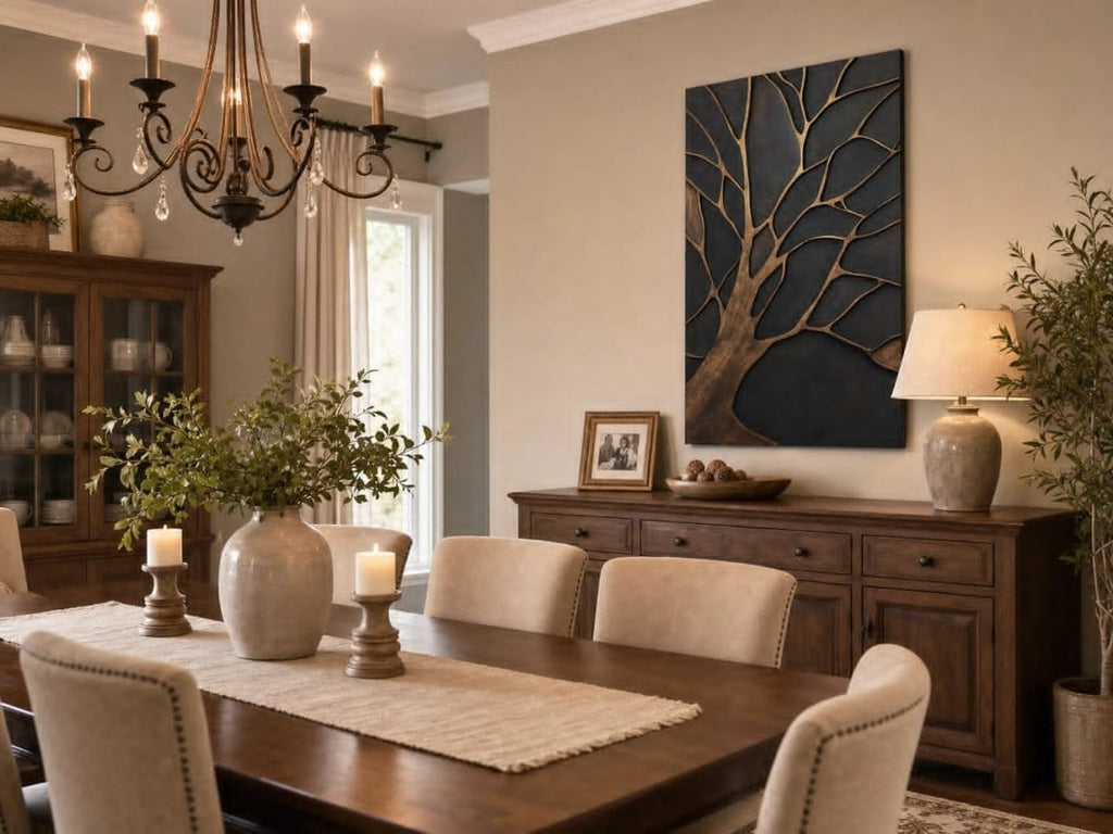 Bronze Branches – Abstract Tree Silhouette Wall Art Canvas