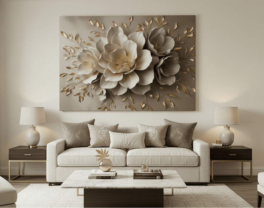 Champagne Petals Bloom Look Floral Canvas Wall Art