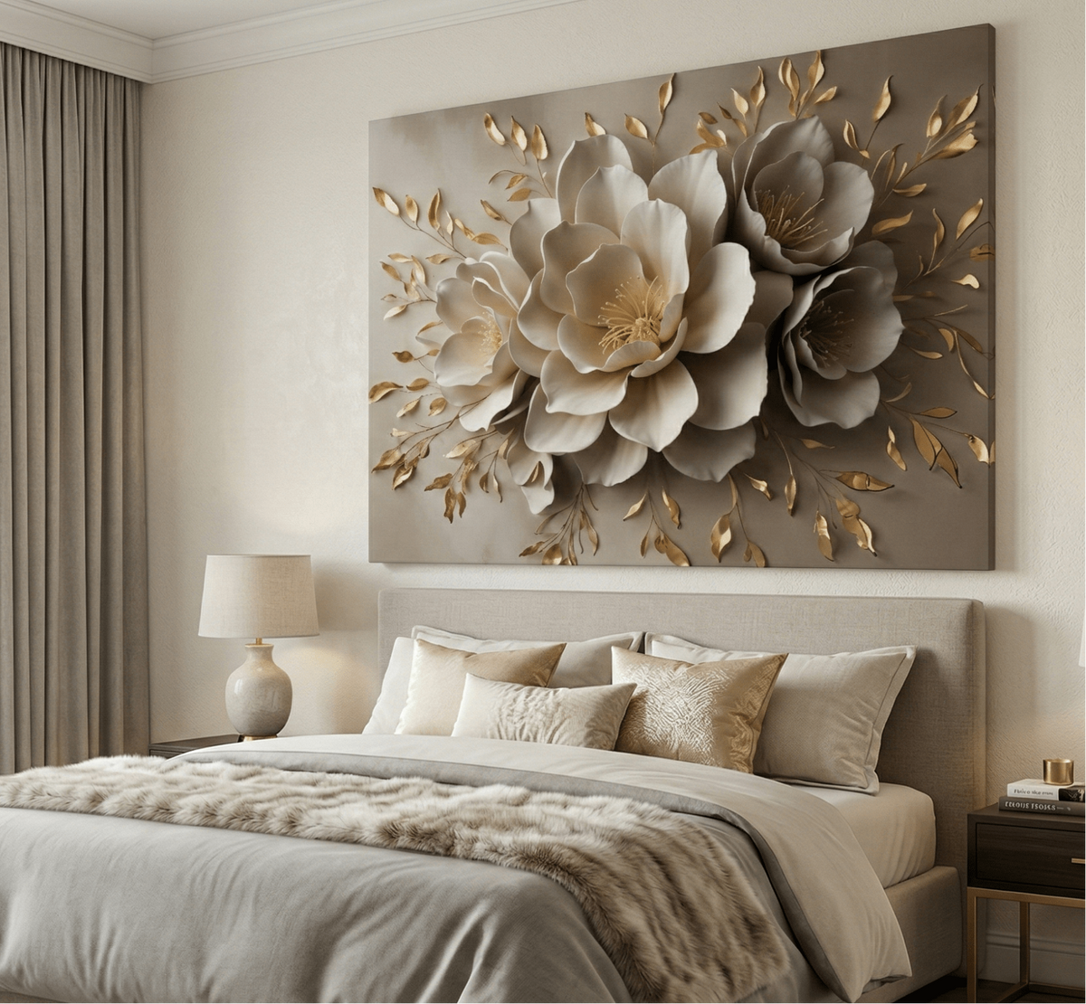 Champagne Petals Bloom Look Floral Canvas Wall Art