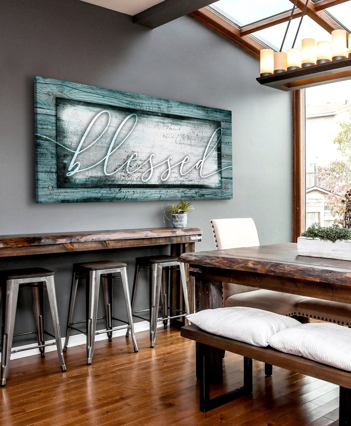 Christian Wall Art: Blessed Word Sign – Faith-Based Living Room Accent
