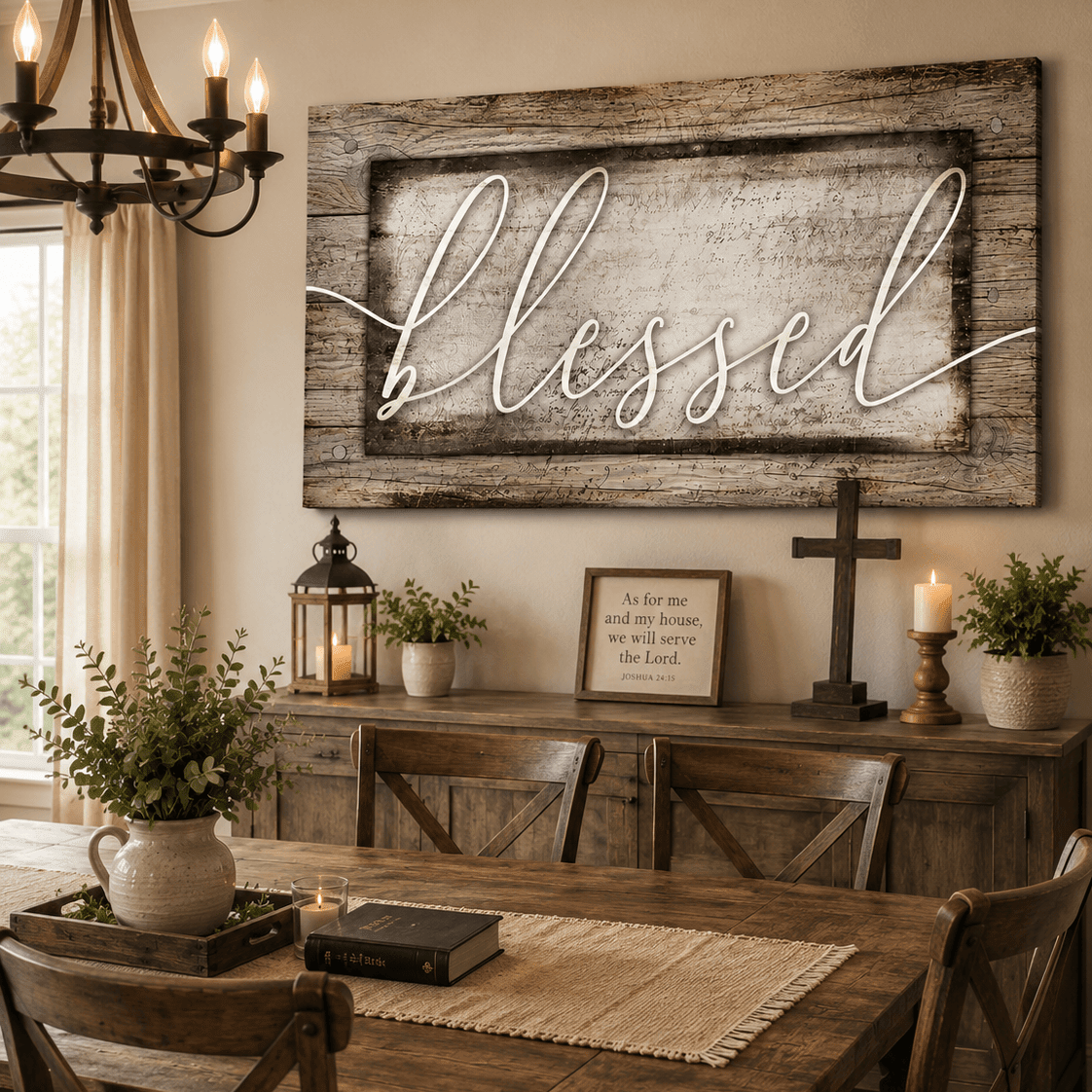 Christian Wall Art: Blessed Word Sign – Faith-Based Living Room Accent