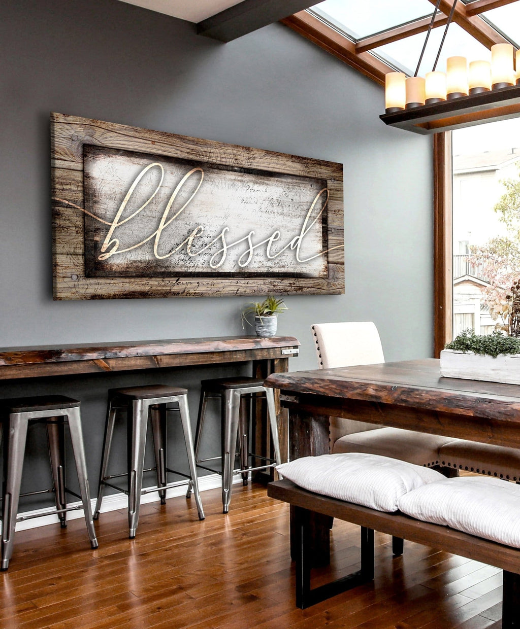 Christian Wall Art: Blessed Word Sign – Faith-Based Living Room Accent