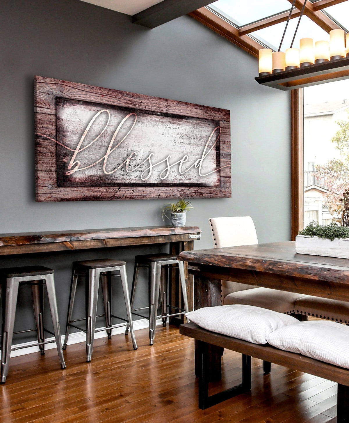 Christian Wall Art: Blessed Word Sign – Faith-Based Living Room Accent