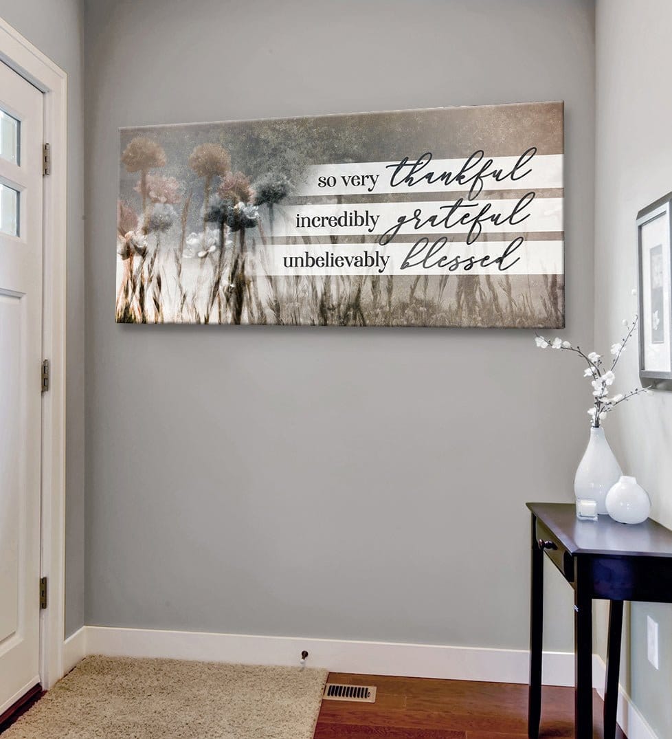 Christian Wall Art: So Very Thankful V21 (Wood Frame Ready To Hang)