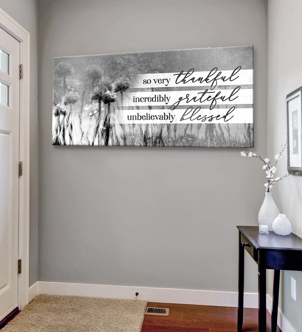 Christian Wall Art: So Very Thankful V21 (Wood Frame Ready To Hang)