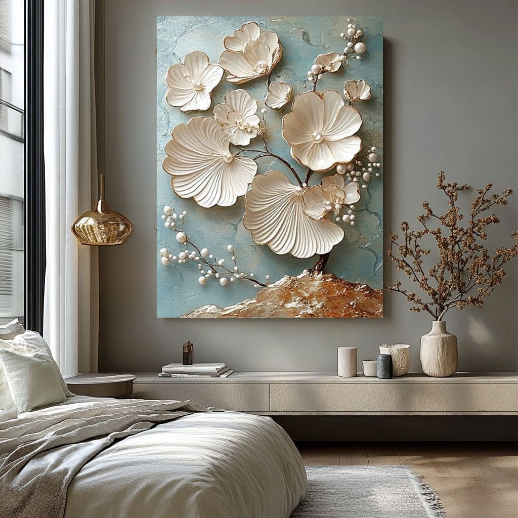 Golden Sunset Over Ocean Wall Art Flat Canvas Print in Warm Tones