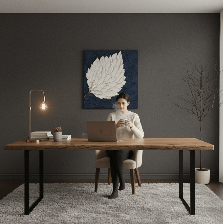 Elegant Leaf Wall Art – Large Modern Canvas for Home and Living Room Decor