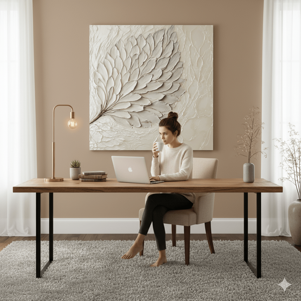Elegant Leaf Wall Art – Large Modern Canvas for Home and Living Room Decor