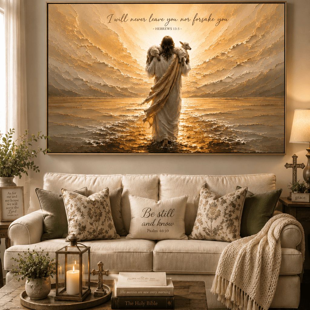 Faith Wall Art – I Will Never Leave You Nor Forsake You | Hebrews 13:5 Christian Wall Art