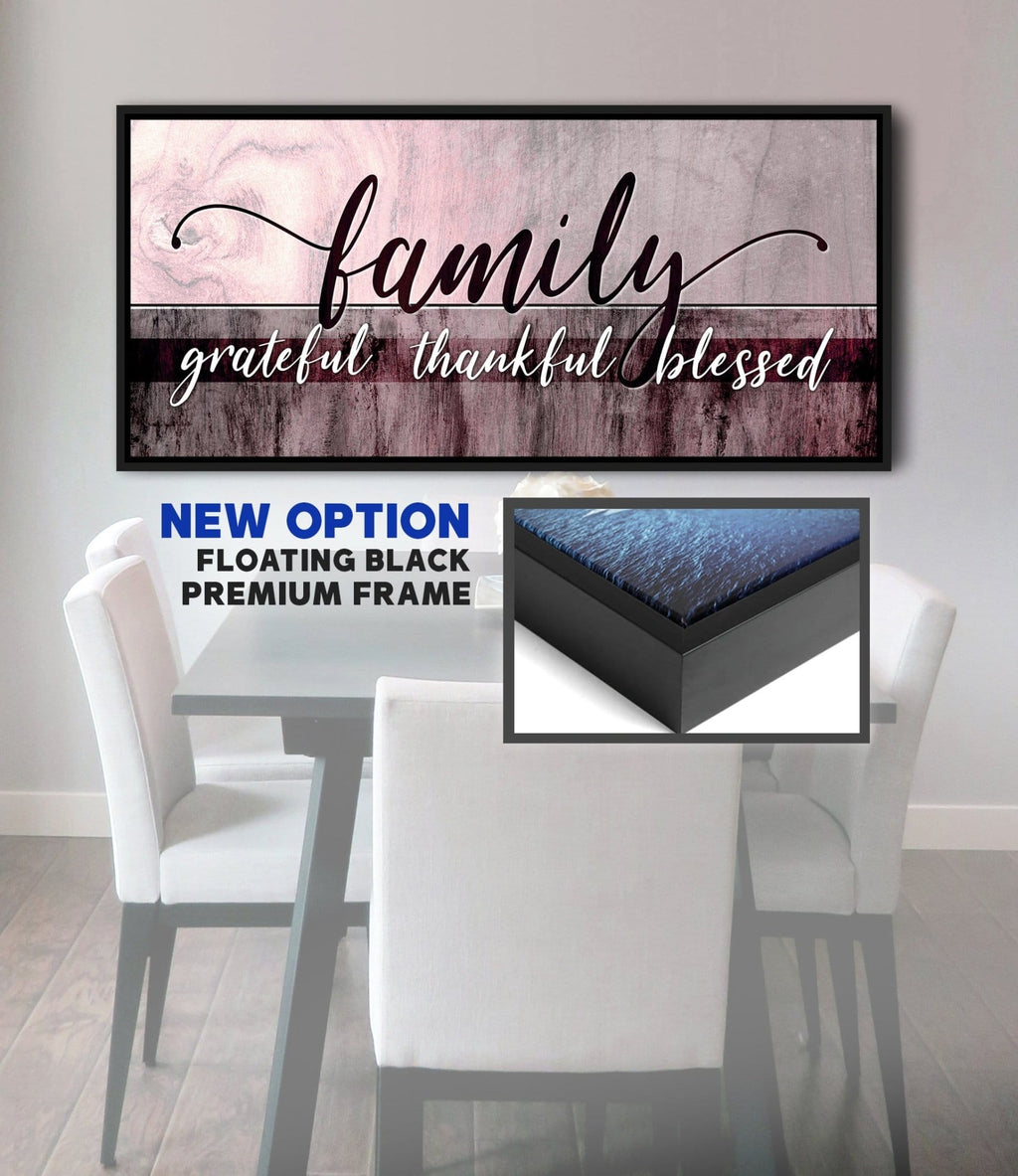 Family Wall Art: Family Grateful Thankful Blessed - Rustic Christian Canvas
