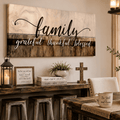 Family Wall Art: Family Grateful Thankful Blessed - Rustic Christian Canvas