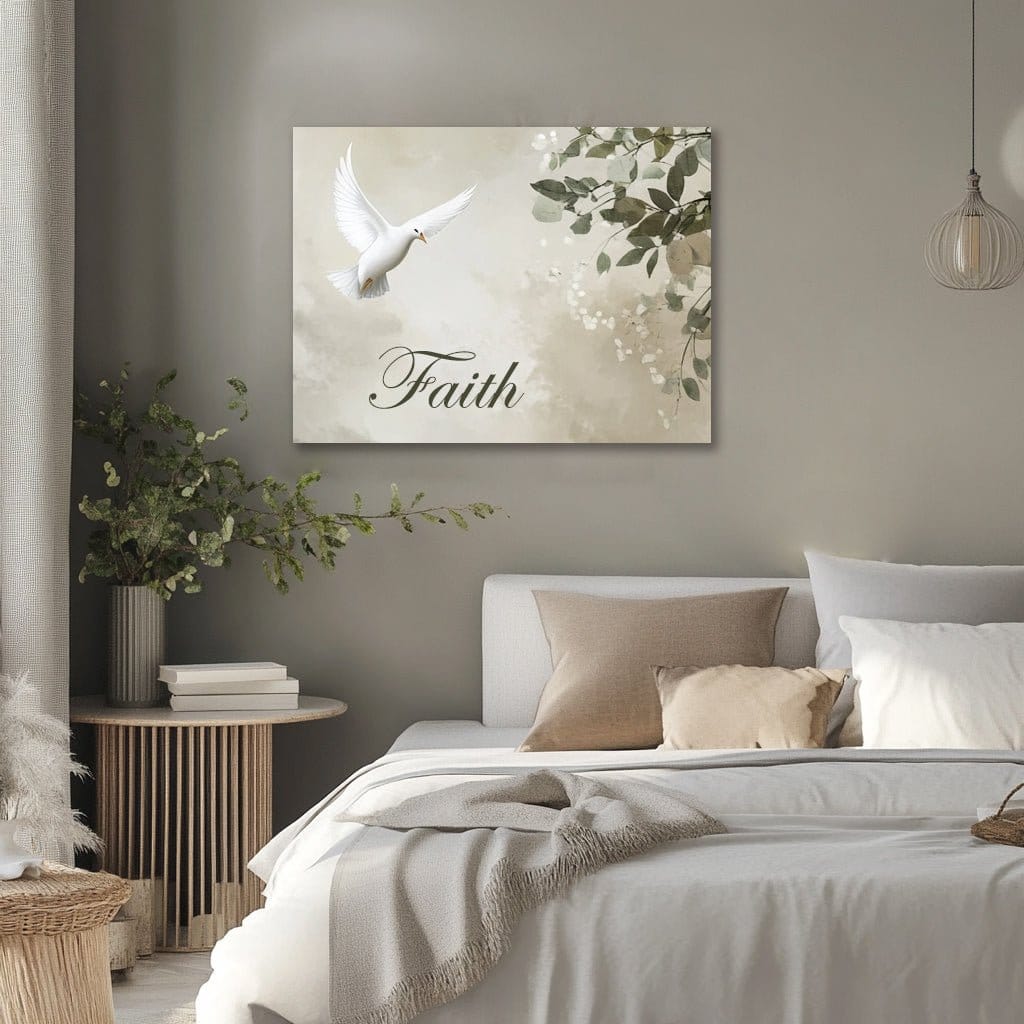 Floral Dove of Faith – Tranquil Canvas Wall Art