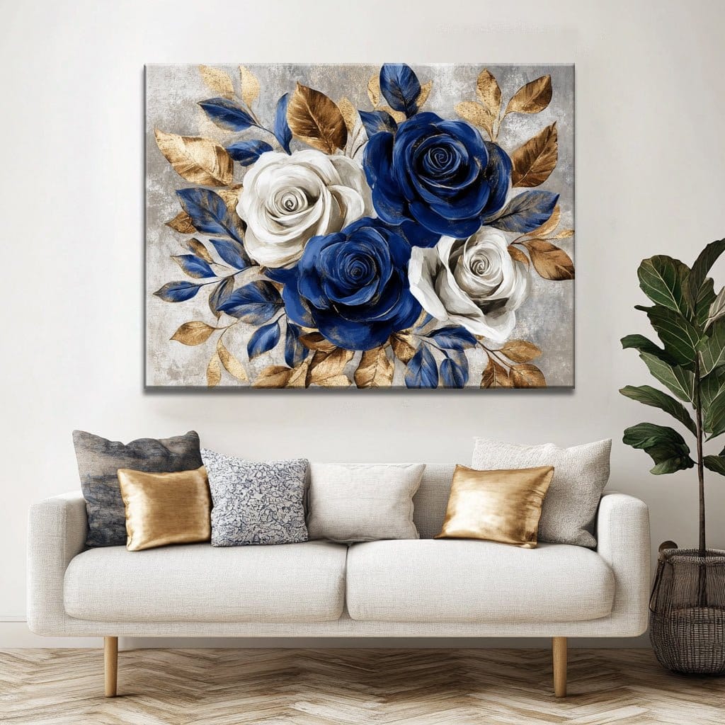 Floral Rose Canvas Wall Art – Modern Home Décor for Living Room & Bedroom
