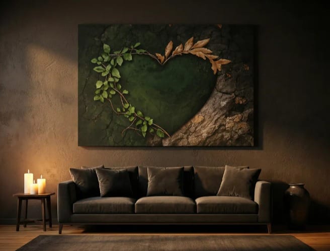 Forest Heart Wall Art Canvas – Nature Love Tree Artwork for Living Room & Bedroom Decor