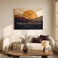 God Has Been Good In Every Season Wall Art – Golden Sunrise Mountain Christian Canvas, Modern Abstract Landscape for Living Room