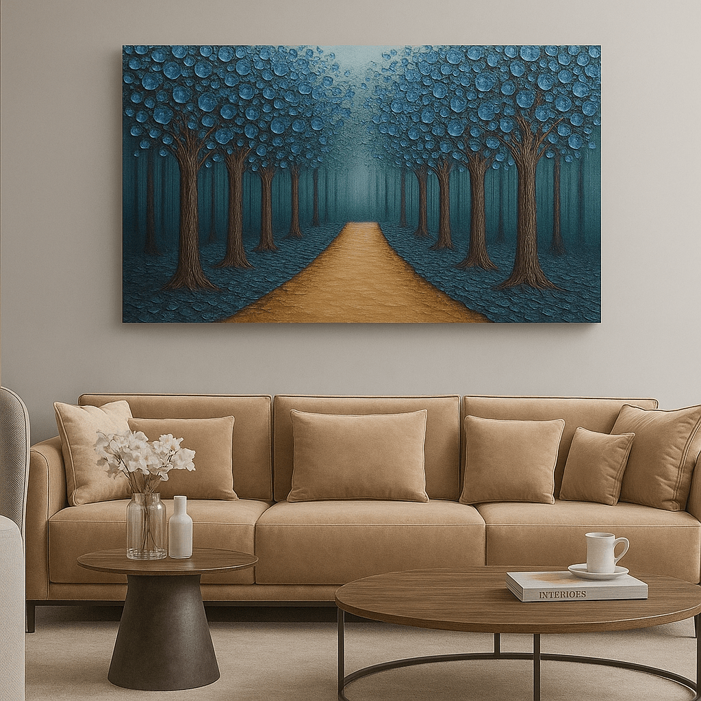 Golden Forest Path Wall Art Canvas