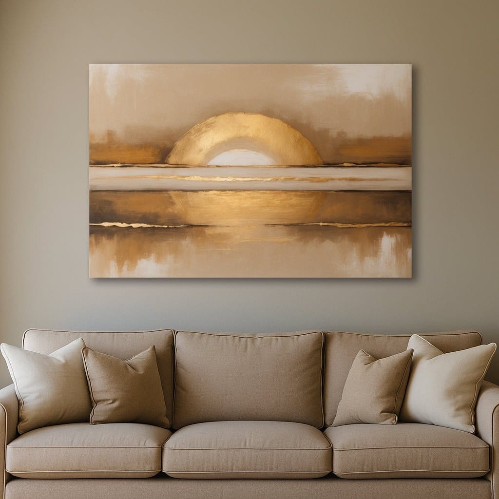 Golden Horizon Glow – Modern Sunset Canvas Wall Art