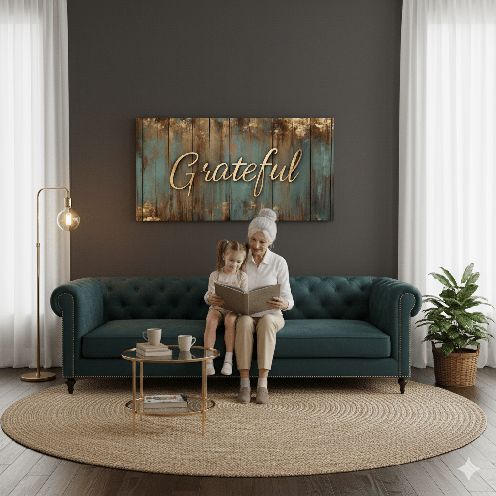 Grateful Wall Art – Inspirational Quote Canvas for Home and Living Room Decor