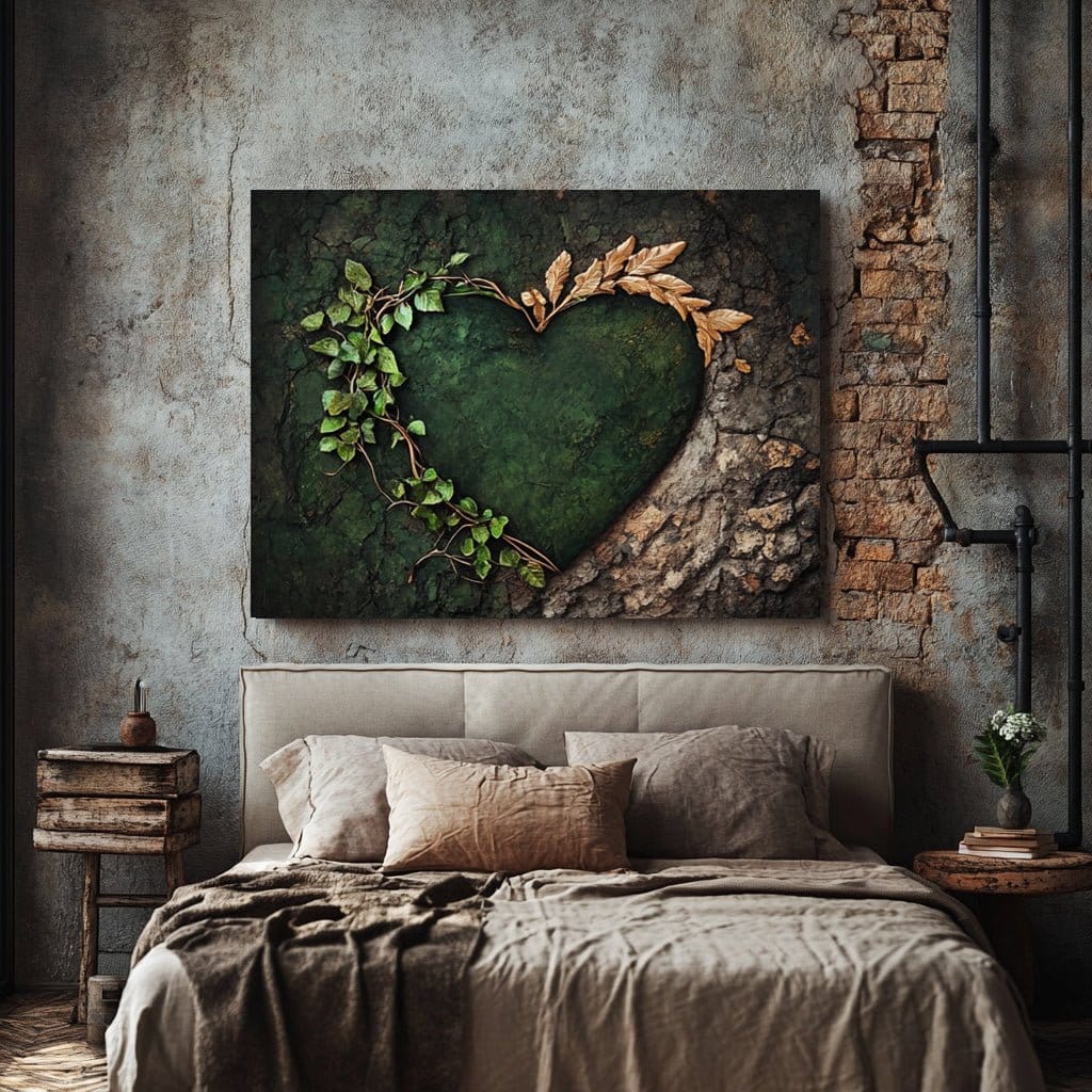 Forest Heart Wall Art Canvas – Nature Love Tree Artwork for Living Room & Bedroom Decor