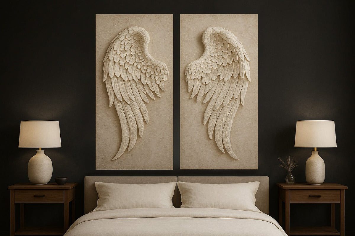 Heavenly Grace – Angel Wings Dual Panel Wall Art Canvas