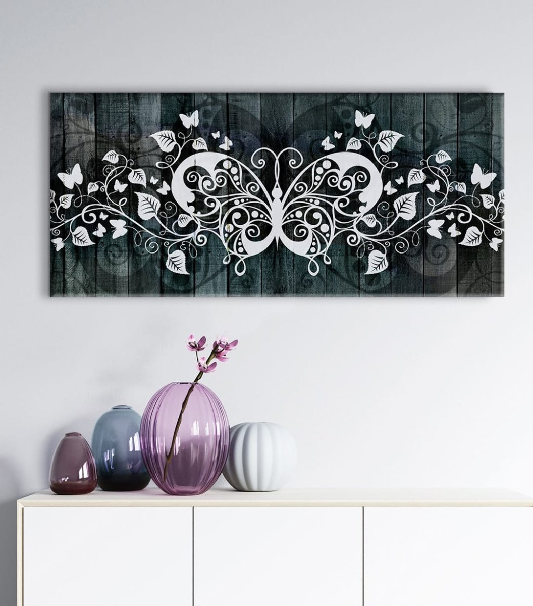 Home Wall Art: Boho Butterfly Mandala V2 (Wood Frame Ready To Hang)