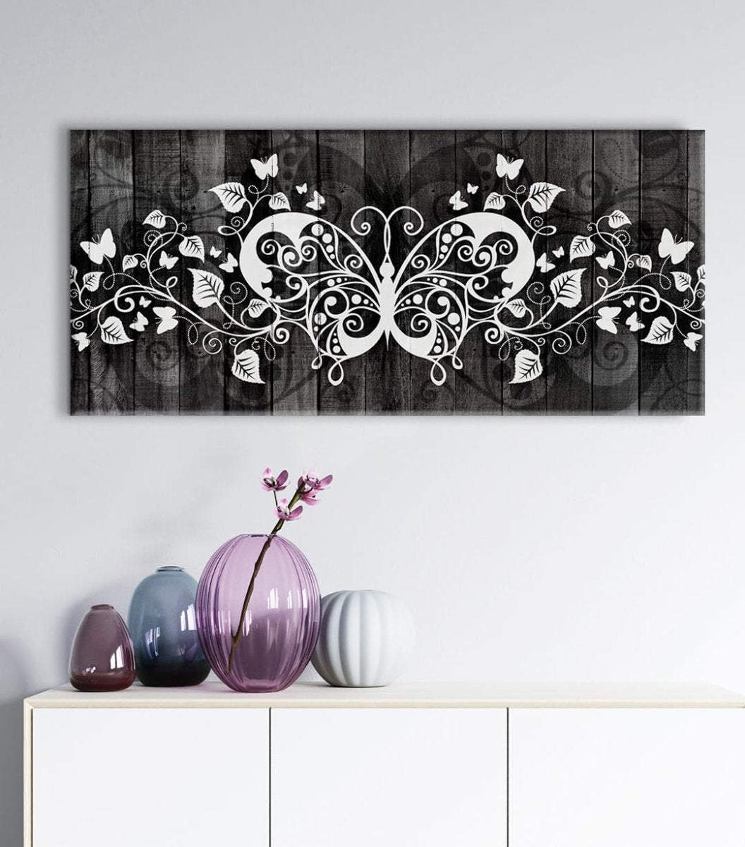Home Wall Art: Boho Butterfly Mandala V2 (Wood Frame Ready To Hang)