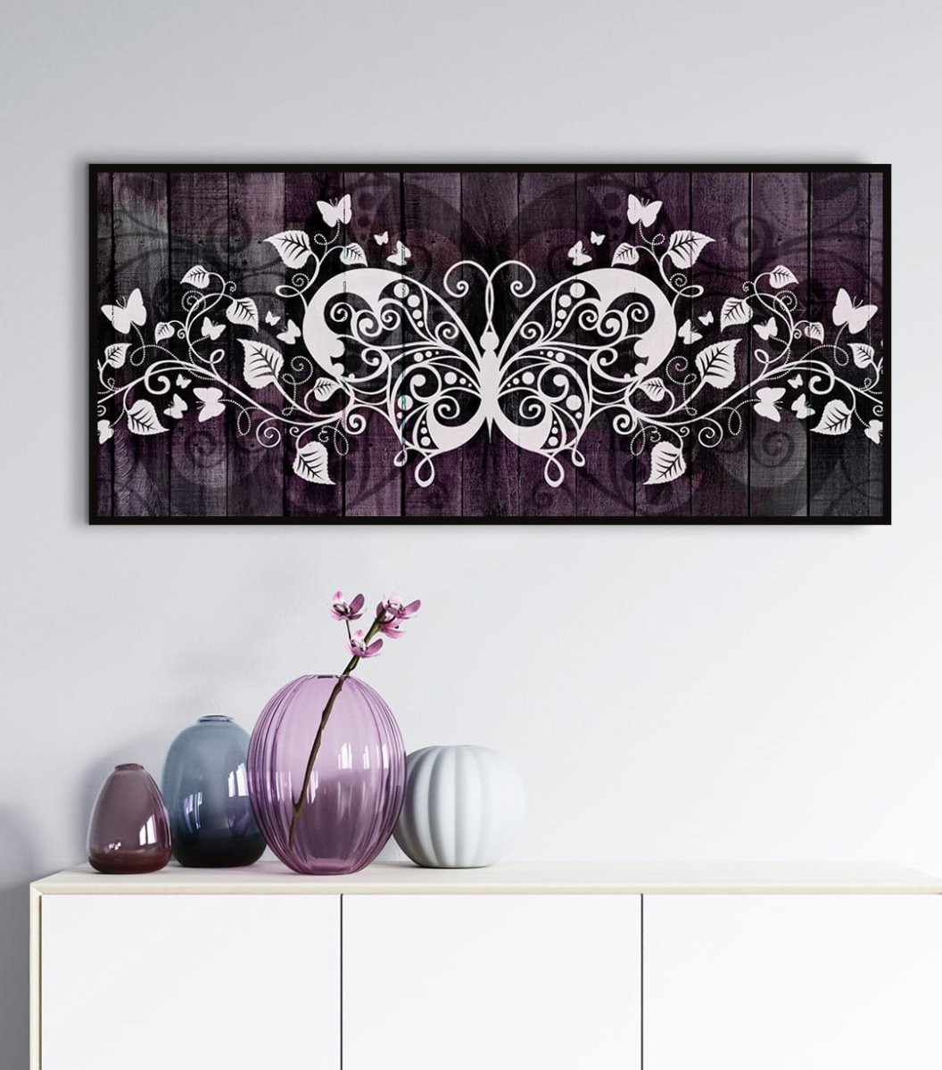 Home Wall Art: Boho Butterfly Mandala V2 (Wood Frame Ready To Hang)