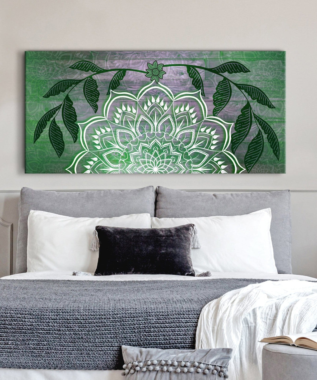 Home Wall Art: Boho Mandala Art V2 (Wood Frame Ready To Hang)