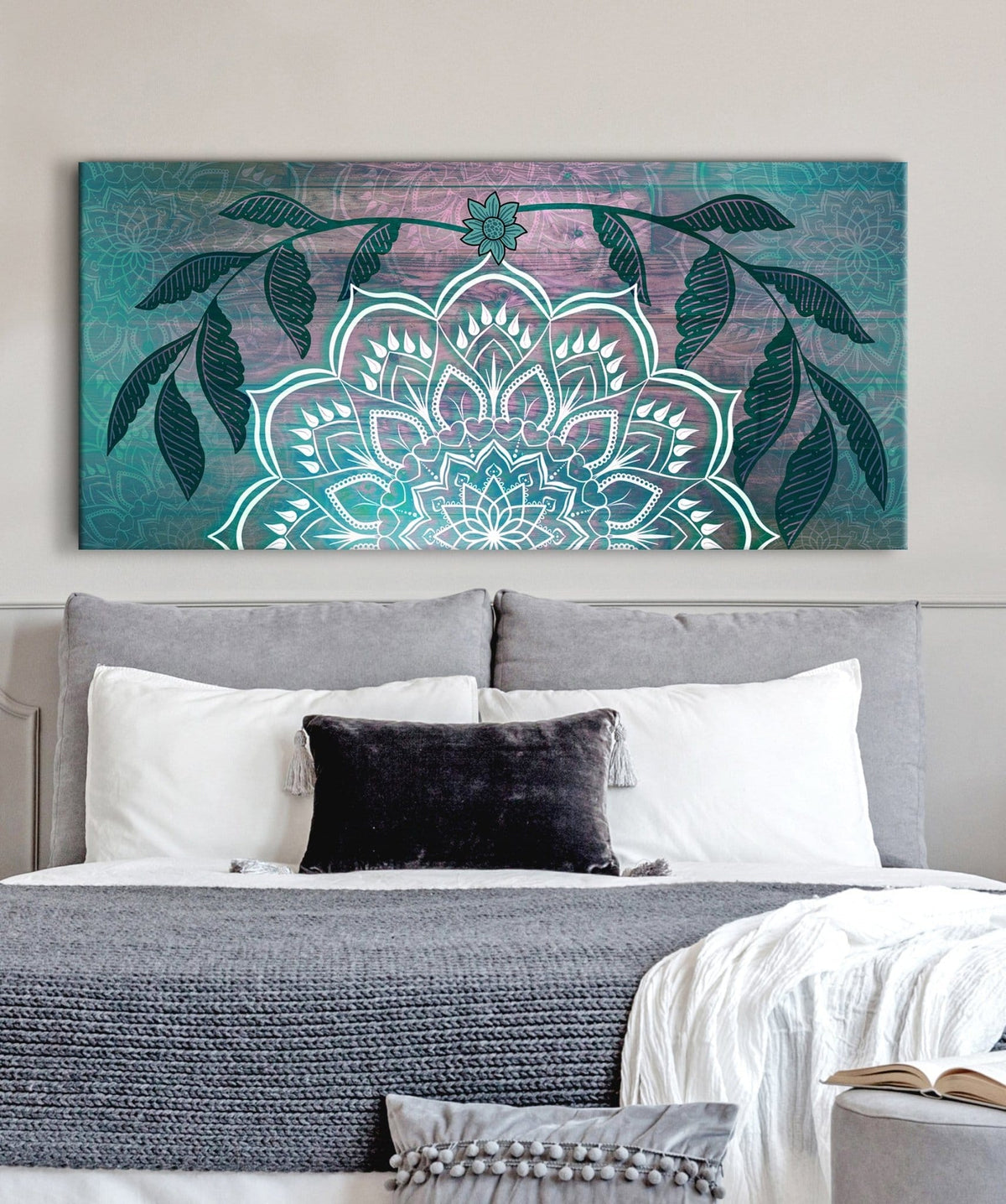 Home Wall Art: Boho Mandala Art V2 (Wood Frame Ready To Hang)