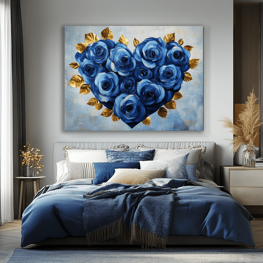 Home Wall Art: Golden Heart Bouquet V10