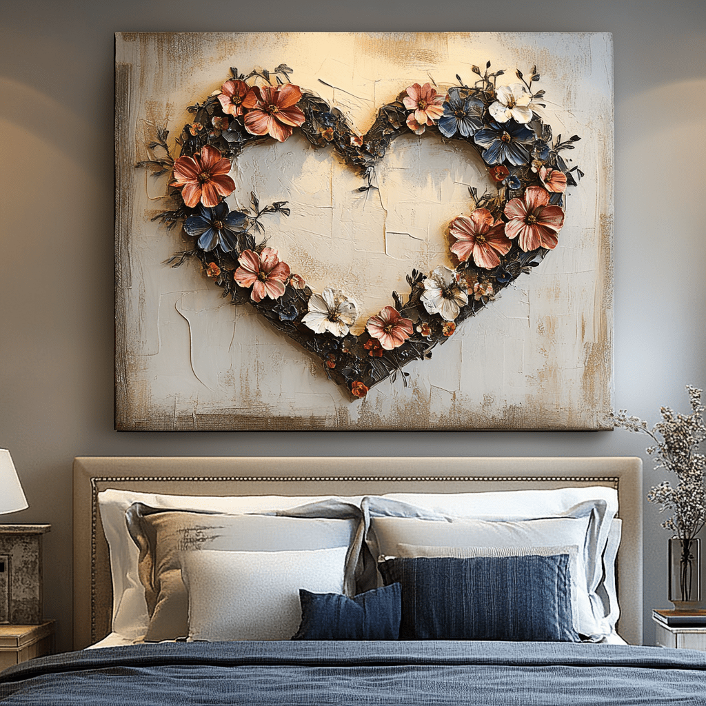 Home Wall Art: Golden Heart Bouquet V6