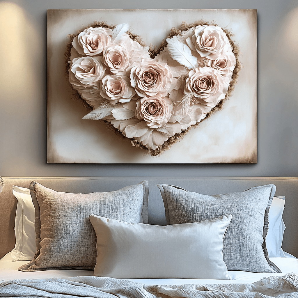 Home Wall Art: Golden Heart Bouquet V7