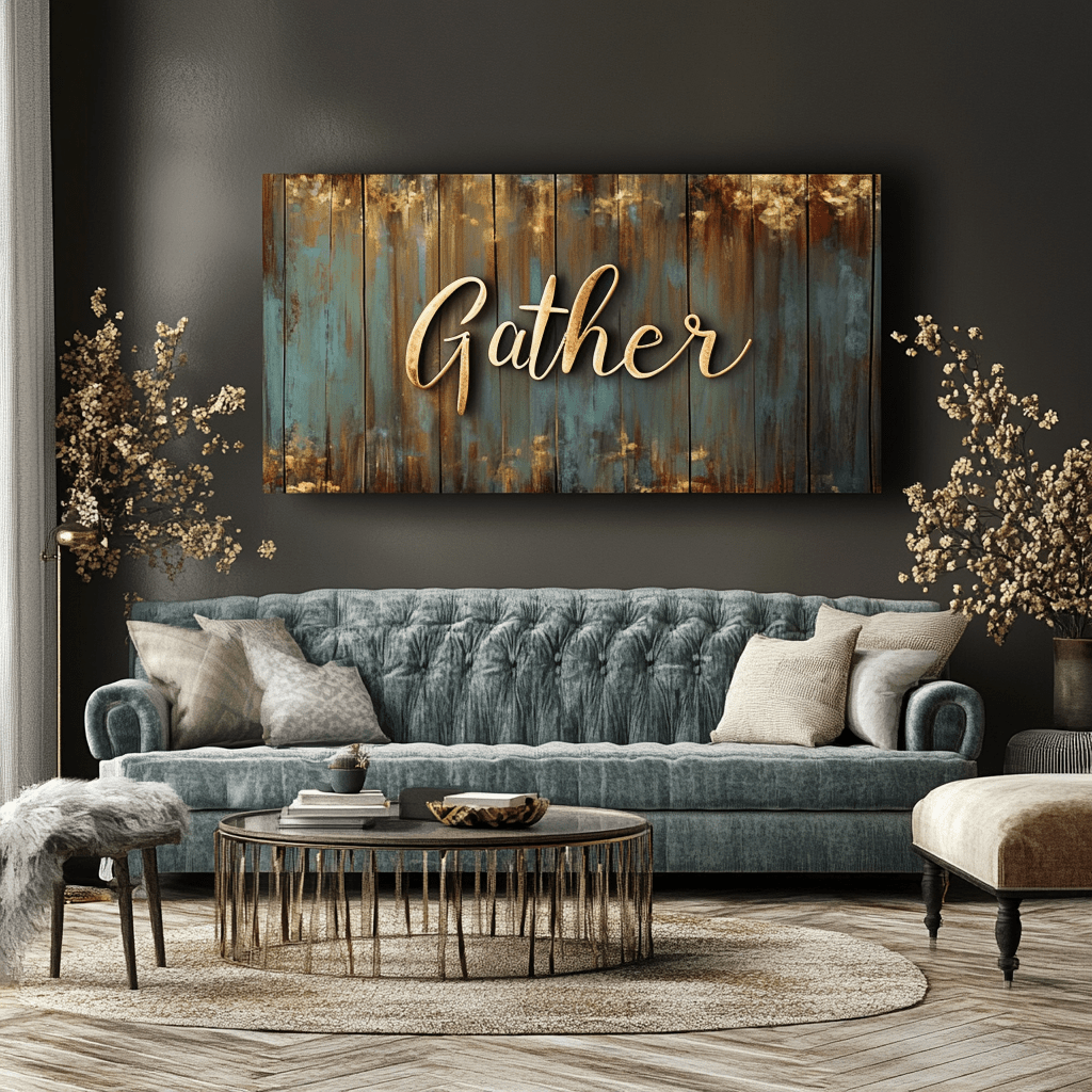 Home wall art: Rustic Gather Word Art