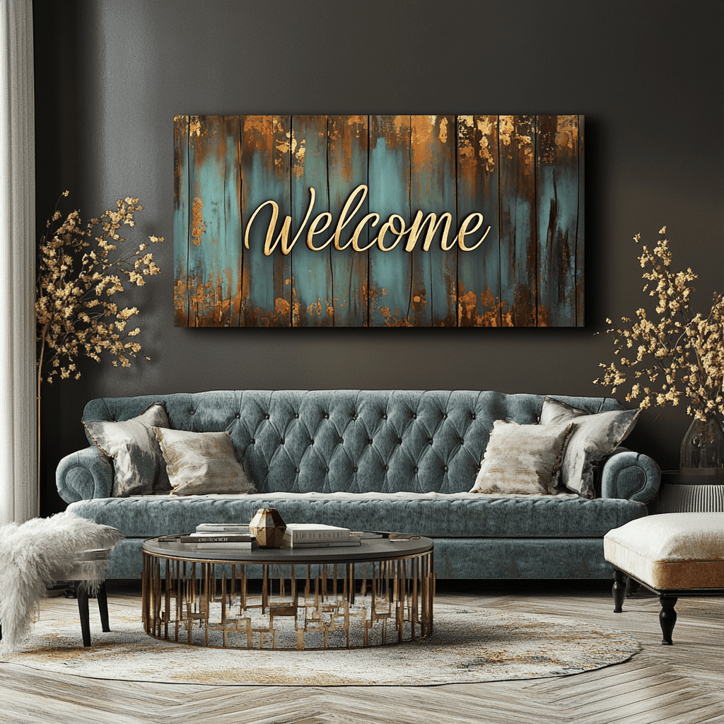 Home wall art: Rustic Welcome Word Art