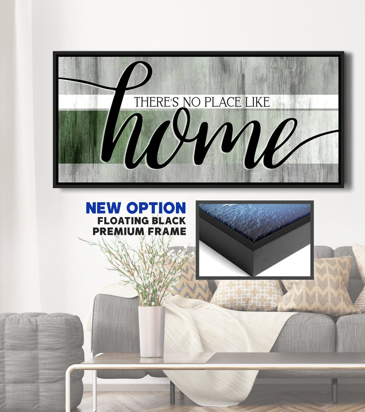 Home Wall Art: There's No Place Like Home V9 (Wood Frame Ready To Hang)