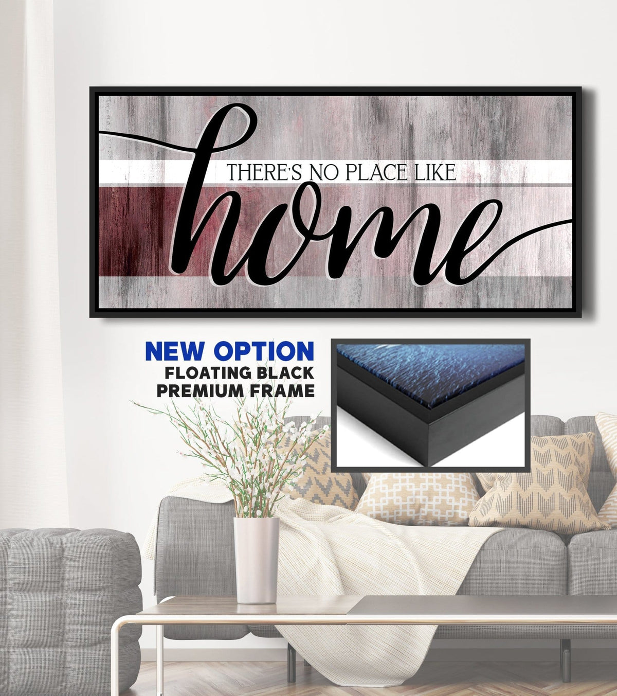 Home Wall Art: There's No Place Like Home V9 (Wood Frame Ready To Hang)
