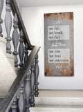 Home Wall Art: We Fall We Break We Fail (Wood Frame Ready To Hang)