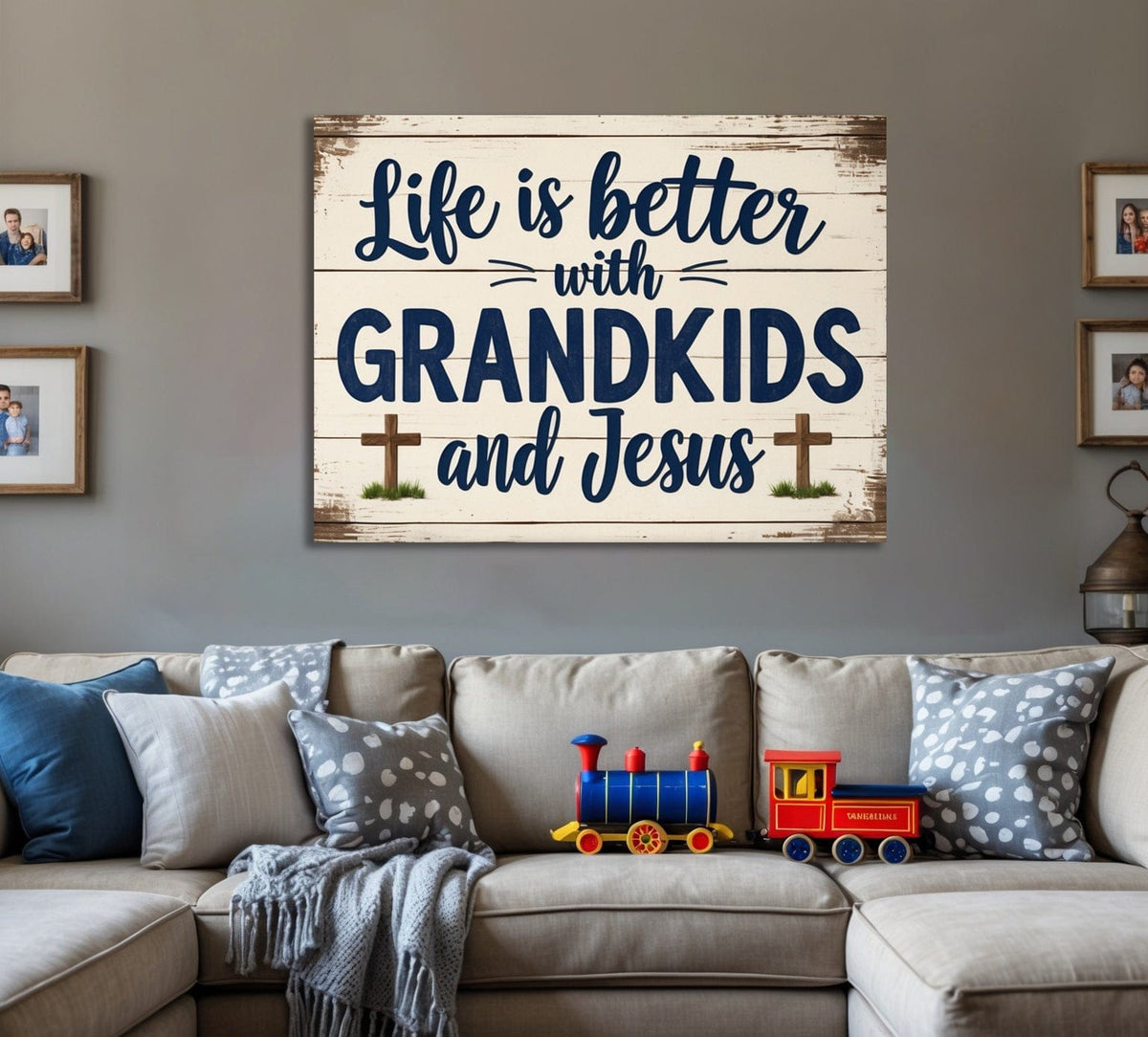 Life Is Better with Grandkids and Jesus – Christian Grandparent Wall Art